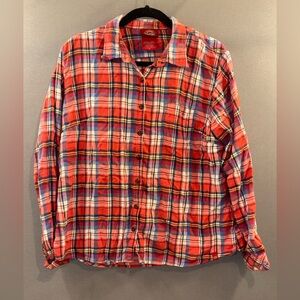 Dickies wRed and Blue Plaid Men's Shirt flannel cozy cottage winter holiday
